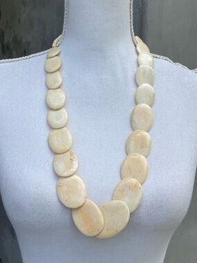 Vintage Bone Boho Cream Long Necklace